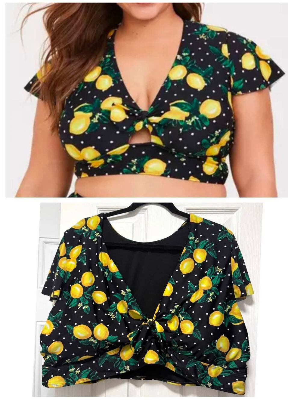 TOP ONLYâ Torrid 5 (5X 28) Wireless Padded Bikini Swim Top w/ Flutter Sleeves